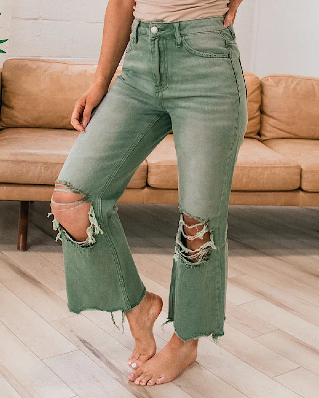 Vervet Army Green 90's Crop Flare Jeans