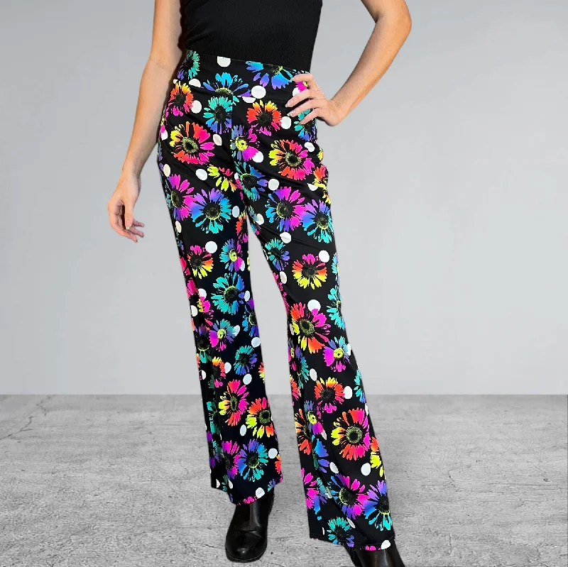 Electric Daisy Polka Dot Neon Straight Wide Leg Relaxed Fit Pants