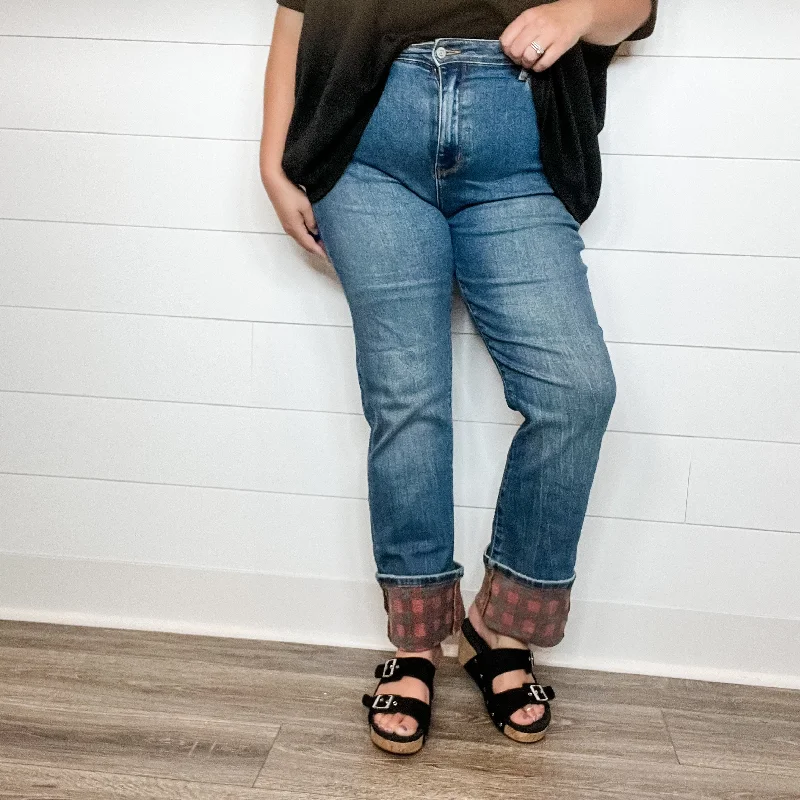 Judy Blue "Find The Buffalo" Cuff Straight Leg Jeans