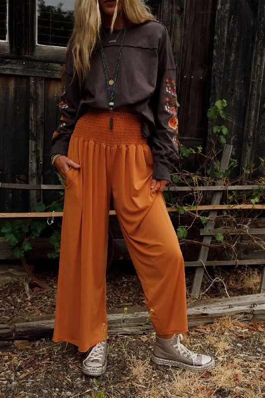 The Nest Aurora Flowy Wide Leg Pants - Mustard