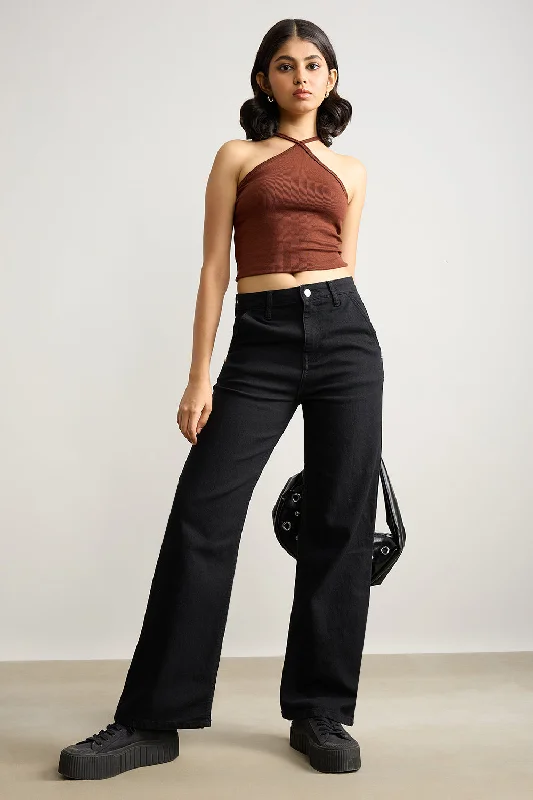 Jet Black Wide Leg Jeans