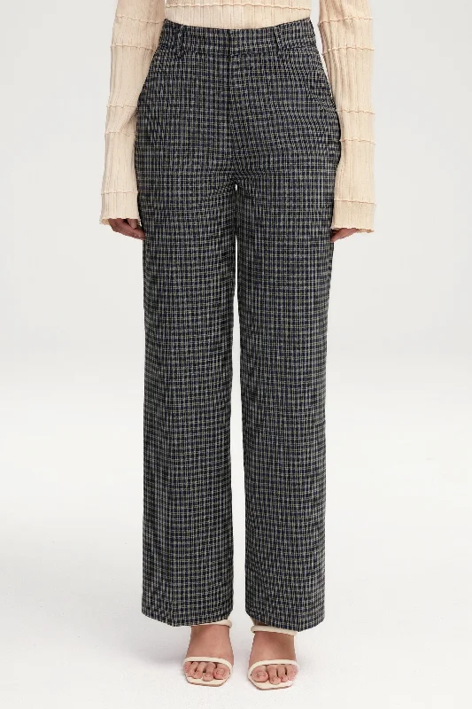 Checkered Blue Wide Leg Pants