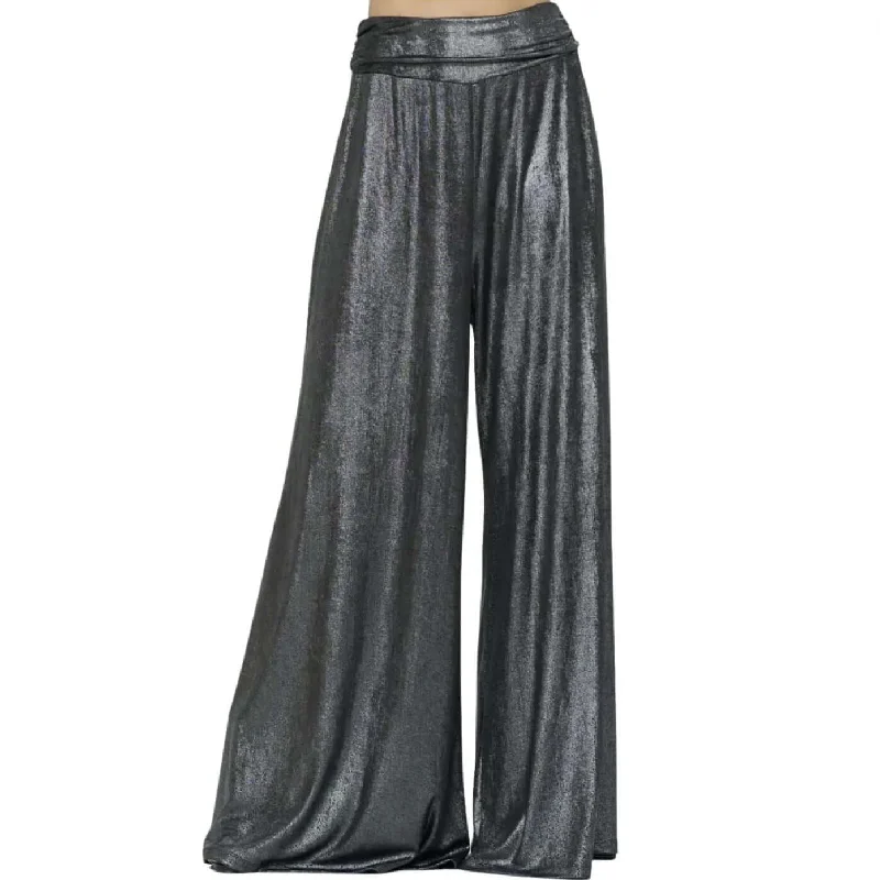 Gunmetal Metallic Palazzo Pants Made in USA