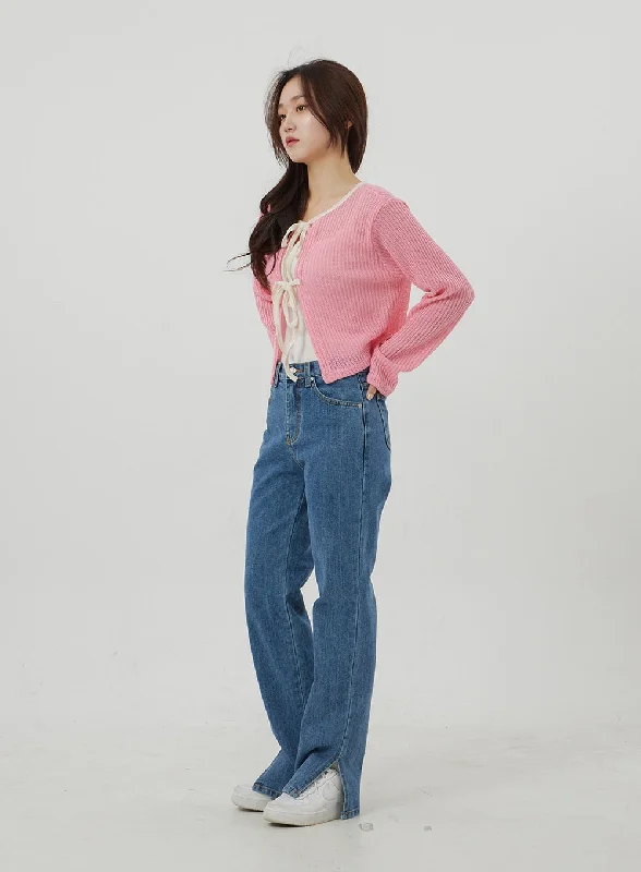 Side Slit Wide Leg Jeans OJ325