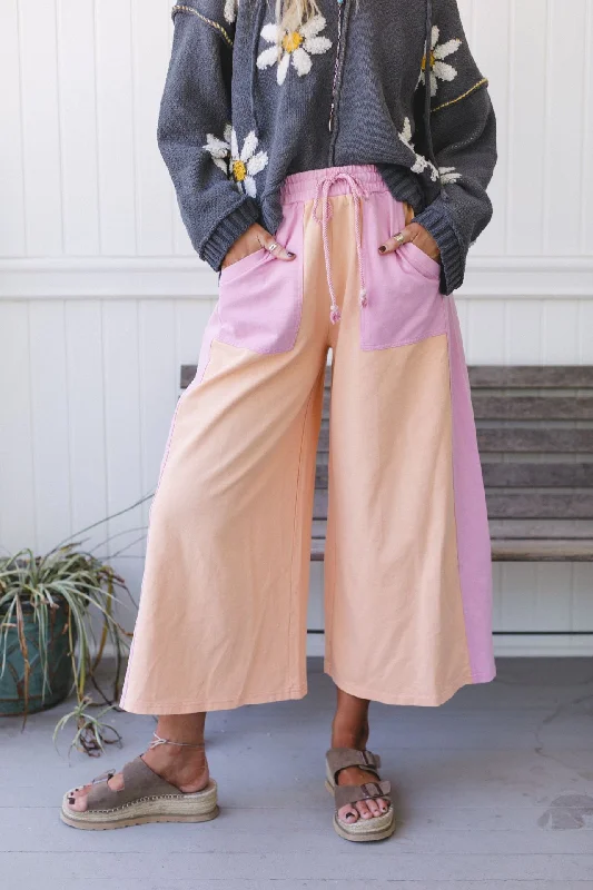 The Nest Breeze Lounge Wide Leg Pants - Orange Purple