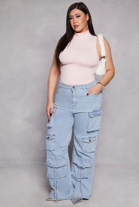 Plus Size Daisy Cargo Wide Leg Jeans