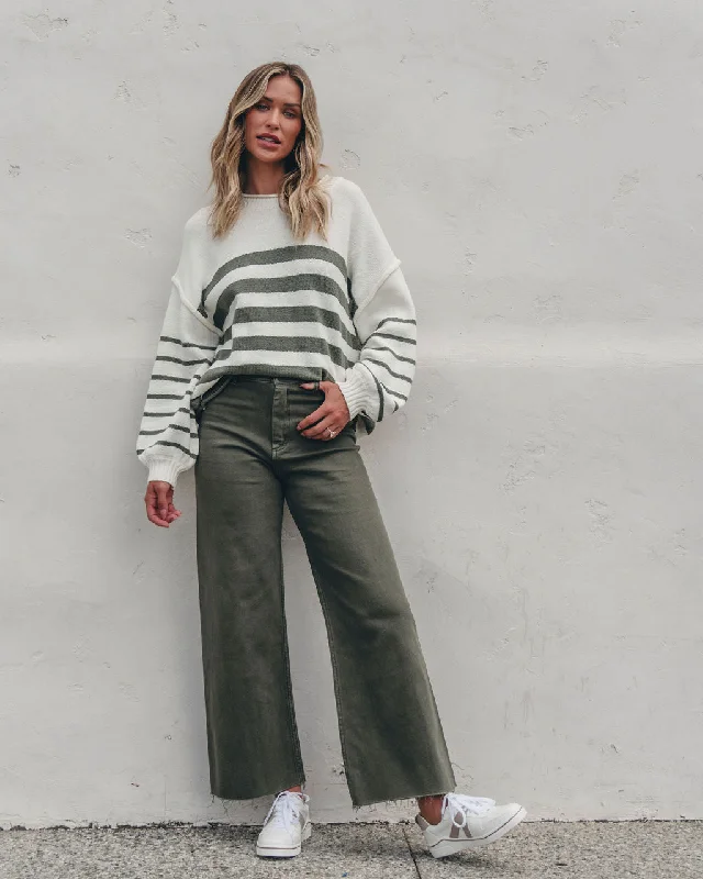 Olive Straight Wide Leg Pants