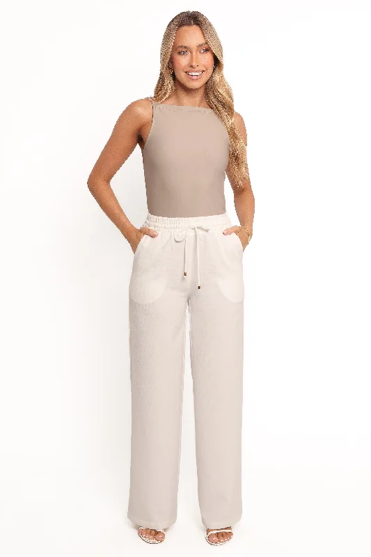 Cinch Wide Leg Crepe Pant - White