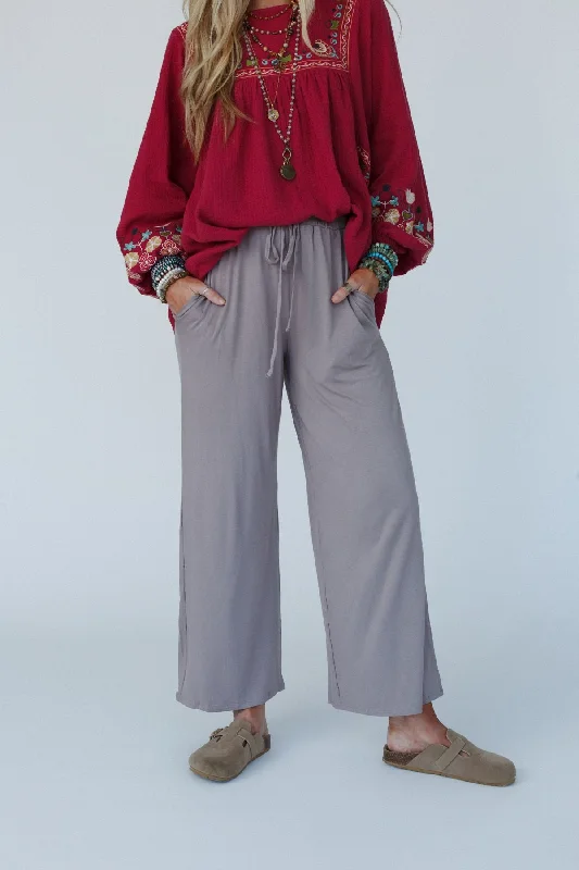 The Nest Forever Comfy Drawstring Wide Leg Pants -  Light Mocha