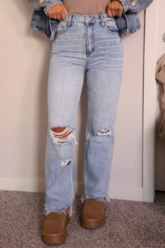 Light Wash 90s Vintage Distressed Flare Jeans