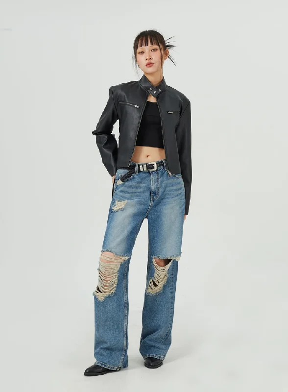 Ripped Wide Leg Jeans CM317