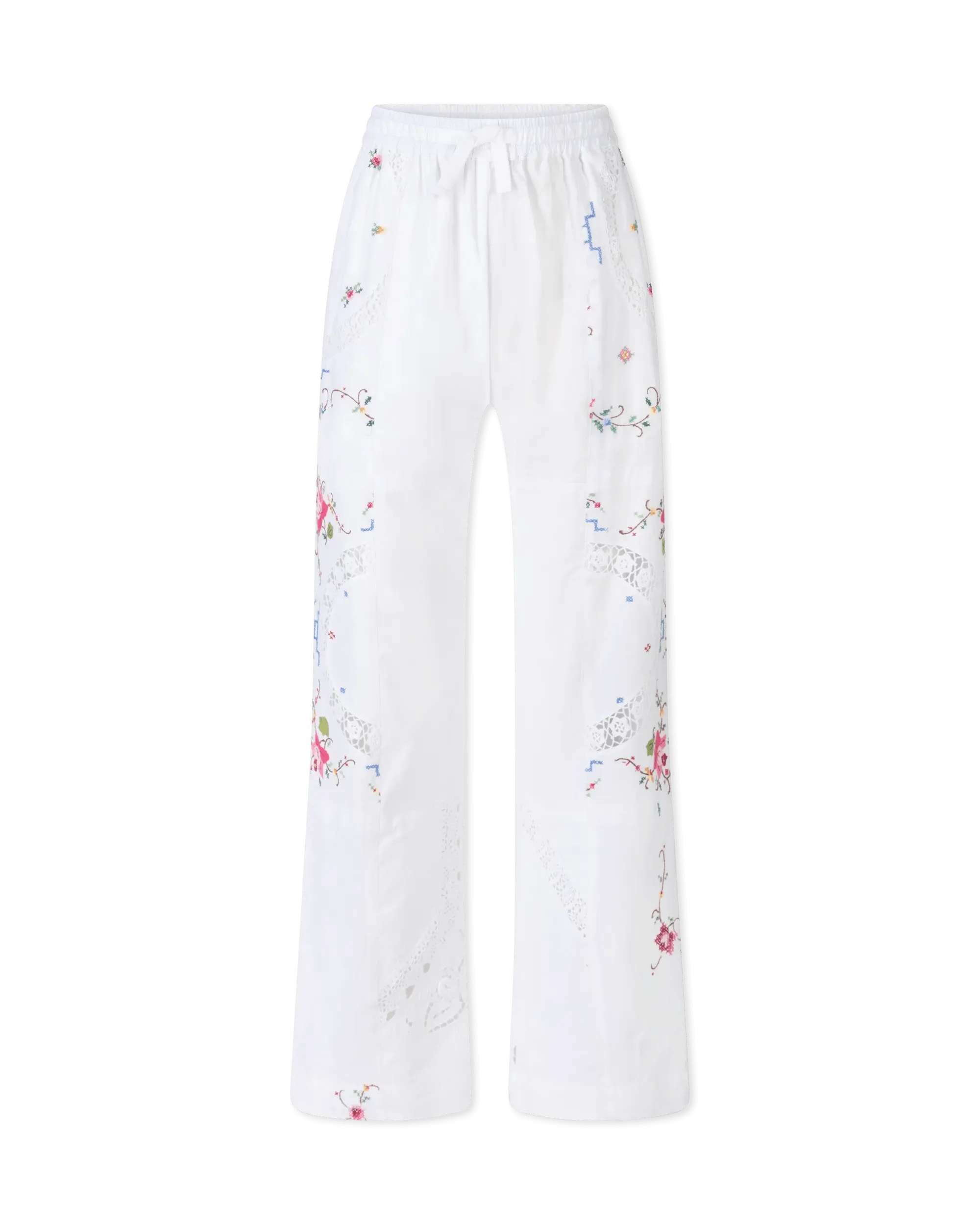 Embroidered Linen Pants