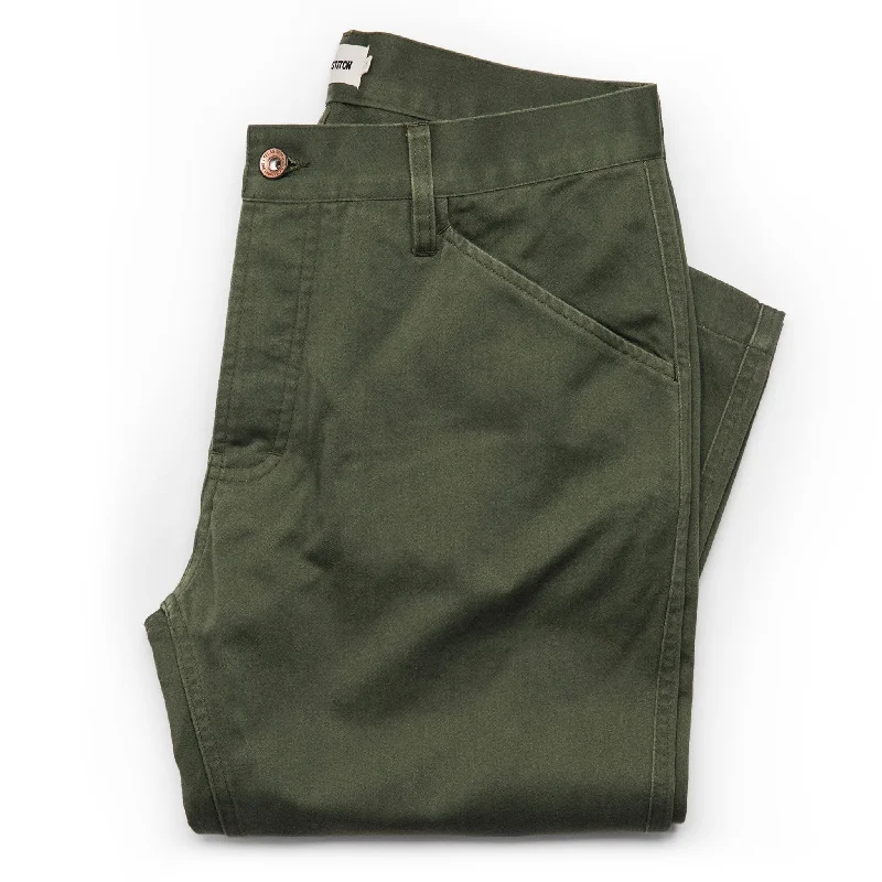 The Camp Pant in Olive Reverse Sateen