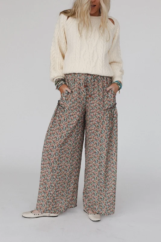 The Nest Petal Trails Wide Leg Pants - Brown