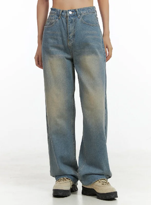 Faya Vintage Washed Wide Leg Jeans OG406