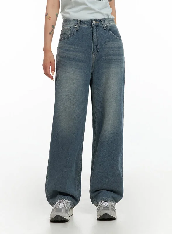 Vintage Washed Wide Leg Jeans CL415