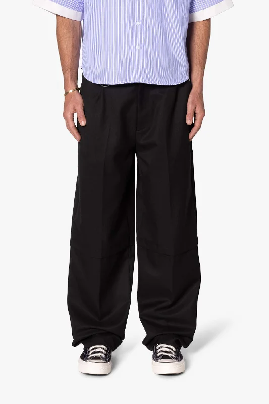 Brushed Twill Layered Pants - Black