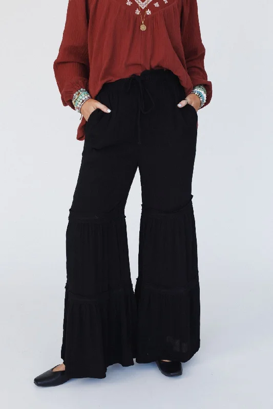 Rebel Heart Tiered Pants - Black