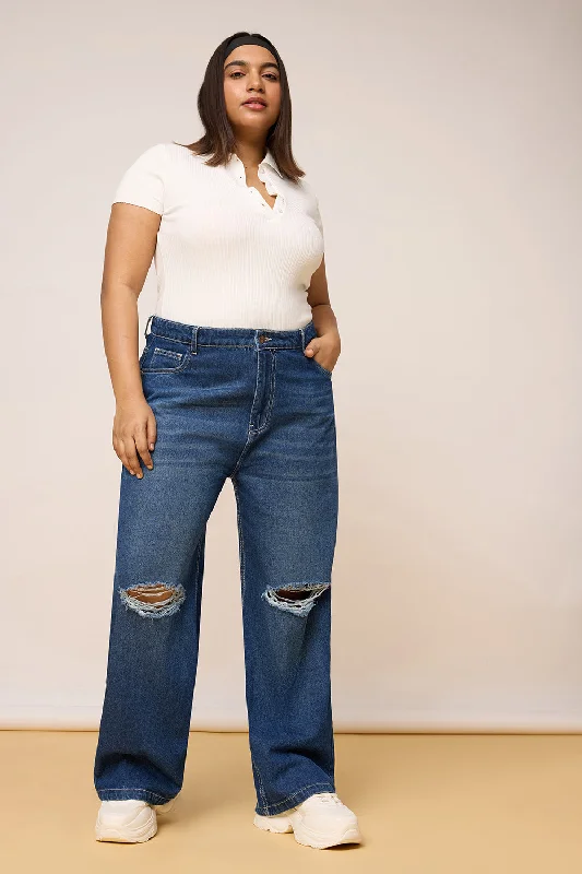 Curve Clean-Cut Wide Leg Jeans