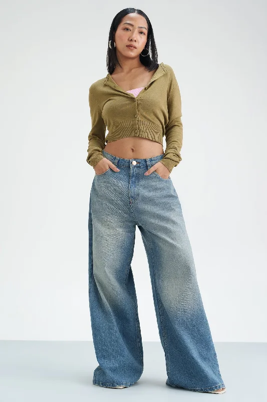 Blue Haze Cropped Wide Leg Jeans