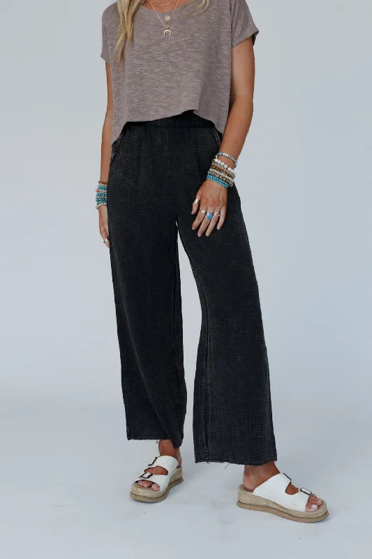 Whispering Meadow Flowy Pants - Ash Black