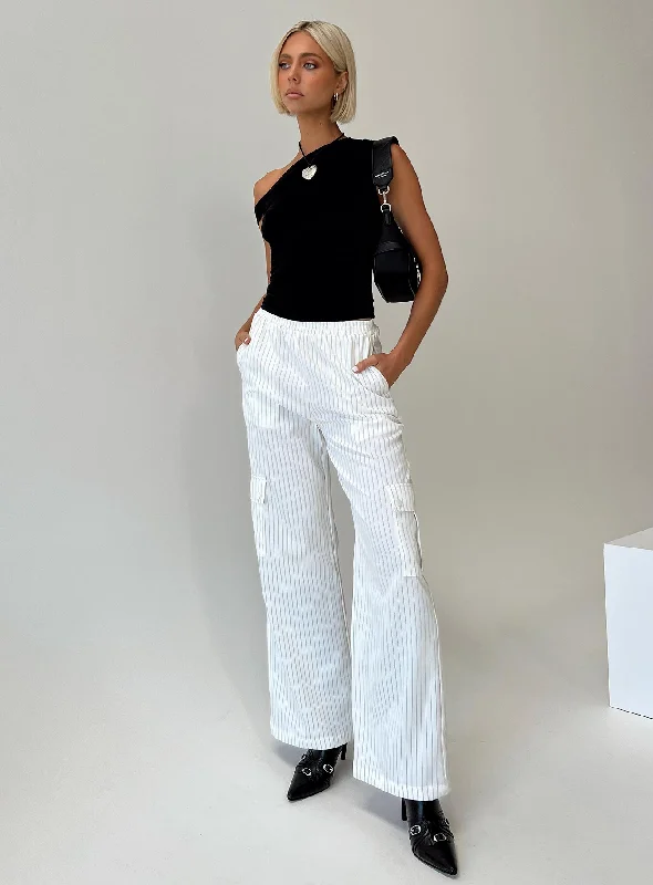 Lista Elastic Pocket Pants White Pinstripe