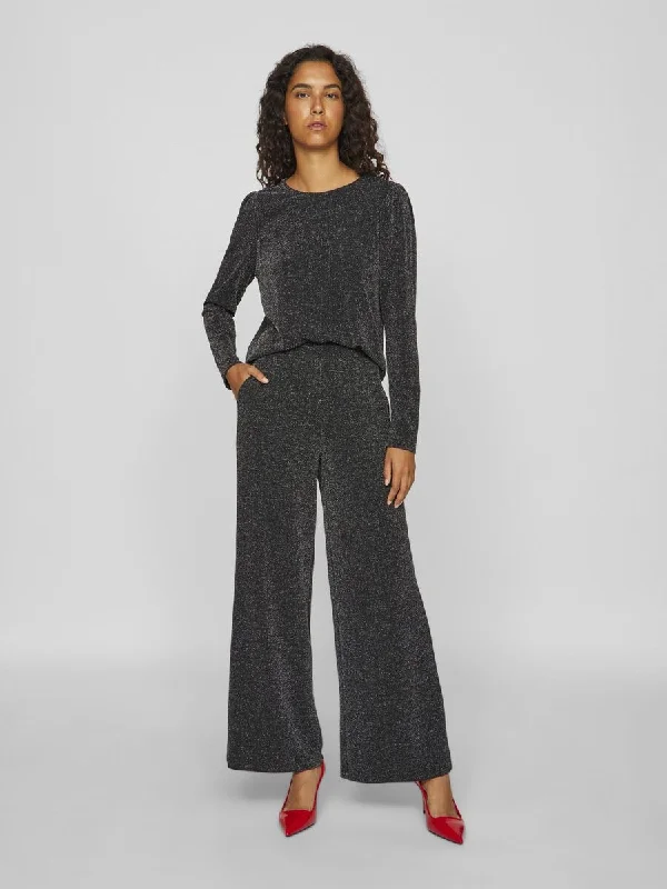 Leina Wide Leg Pants (Black Beauty/ Silver)