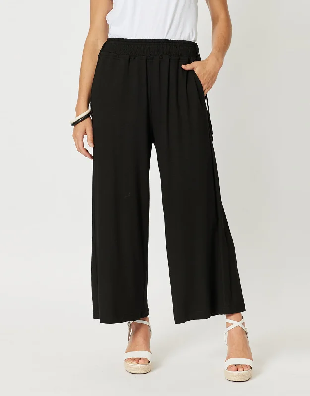 Wide Leg Jersey Pant - Black