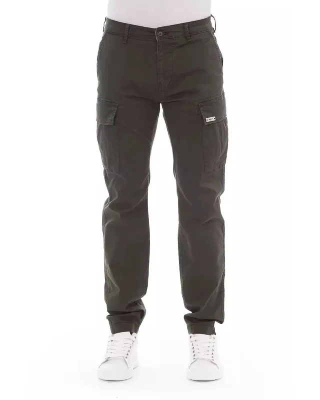 Solid Cotton Cargo Trousers