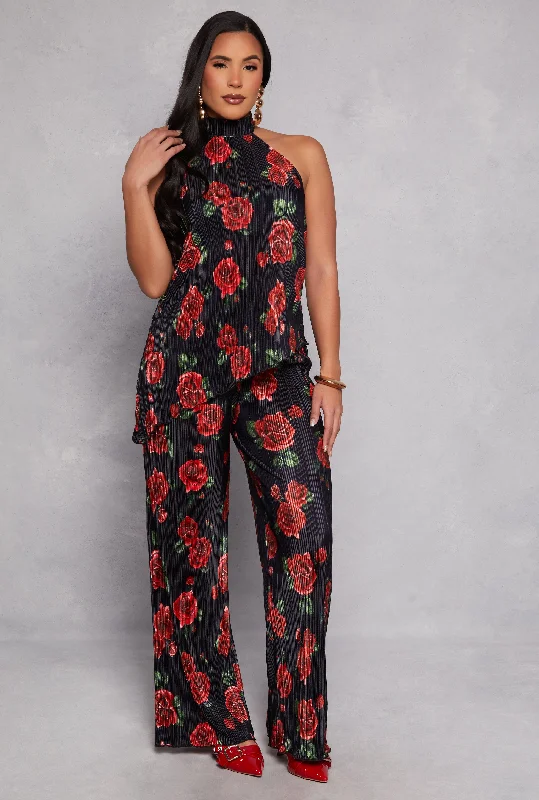 Almost Famous Patterned Plisse Pants