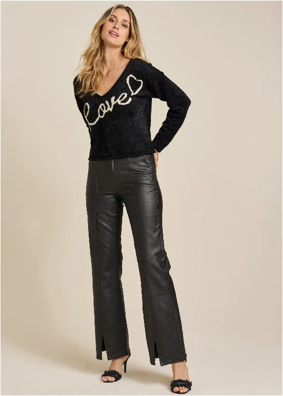 Coated Flare Jeans - Black