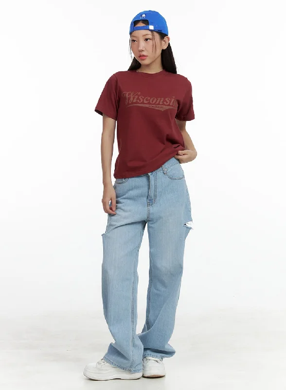 Cut-Out Wide Leg Jeans OL408