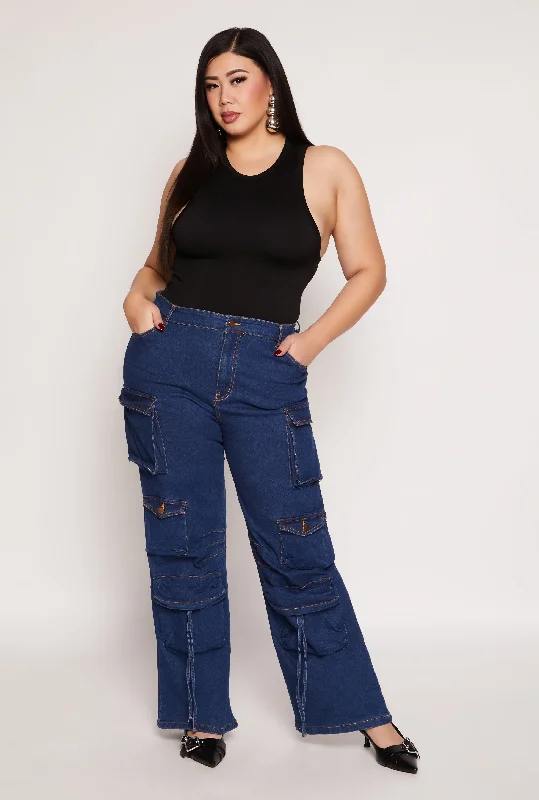 Plus Size Daisy Cargo Wide Leg Jeans