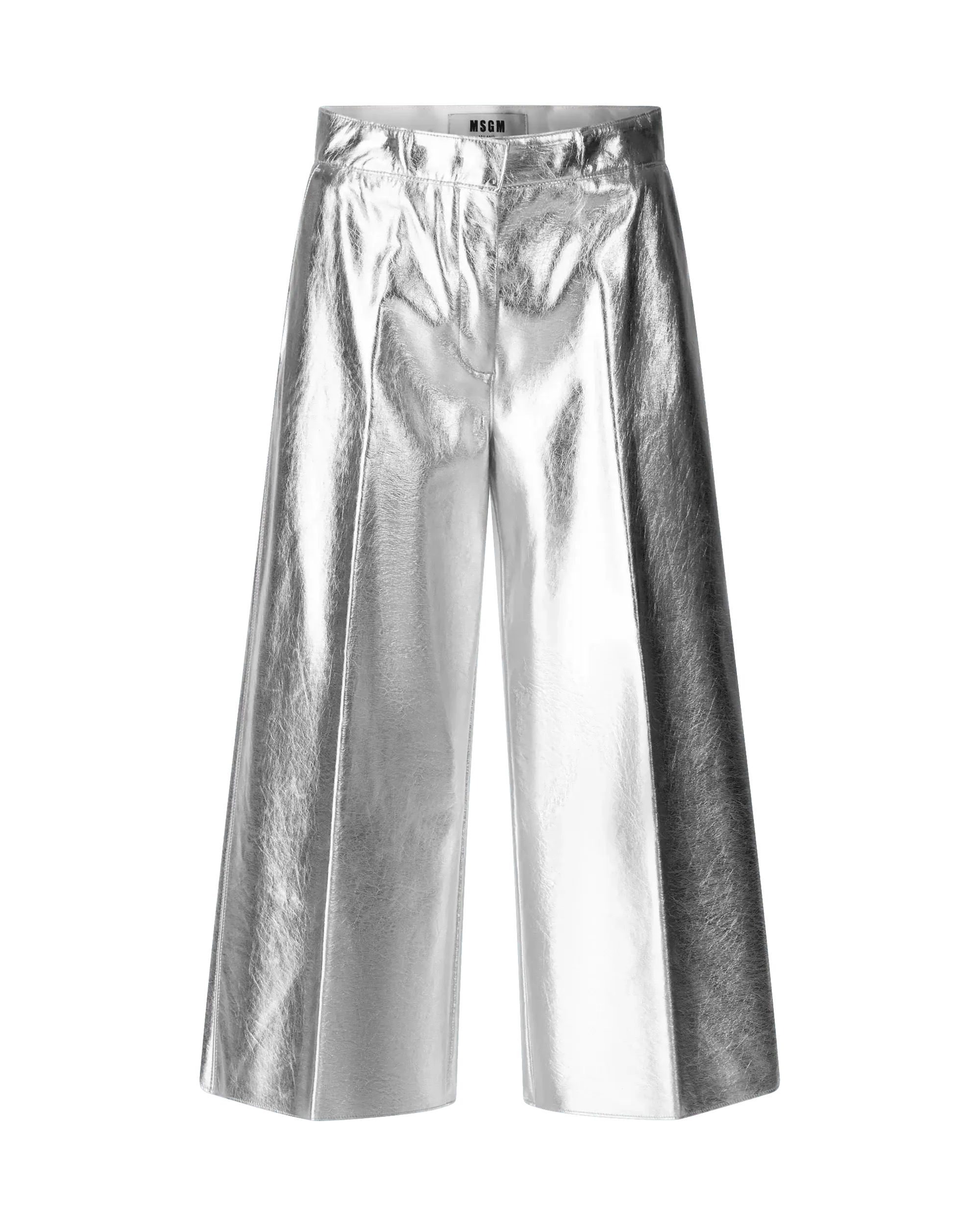 Cropped Metallic Leather Pants