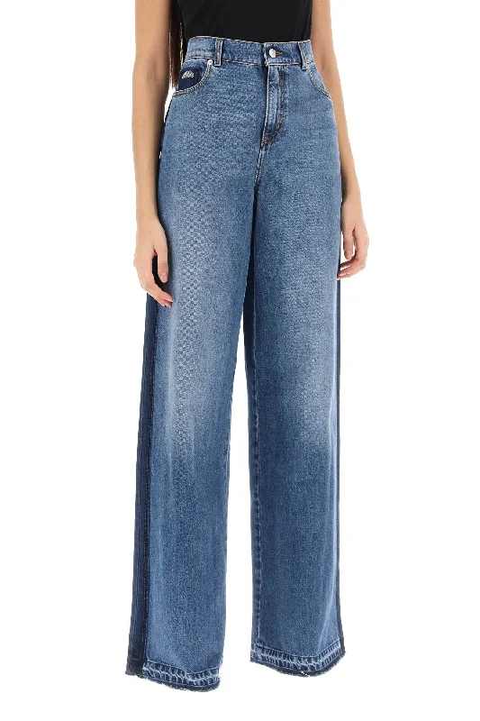 wide leg jeans with contrasting details