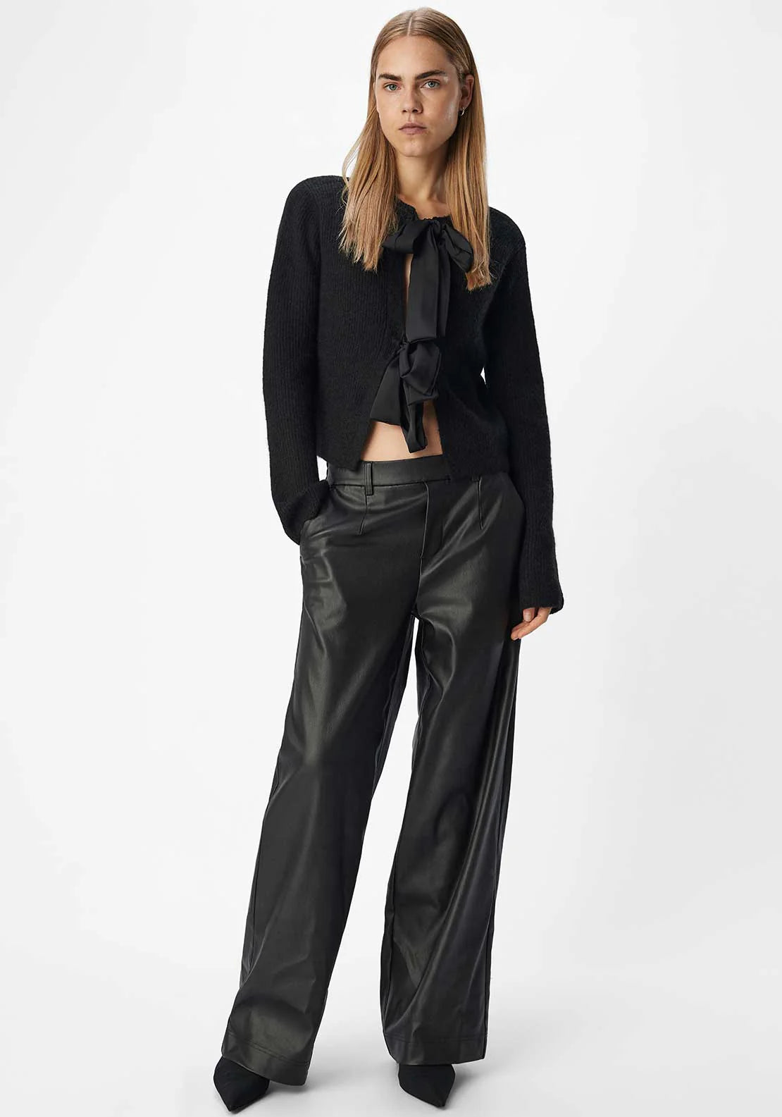 Mel Coated Wide Leg Pants (Black)