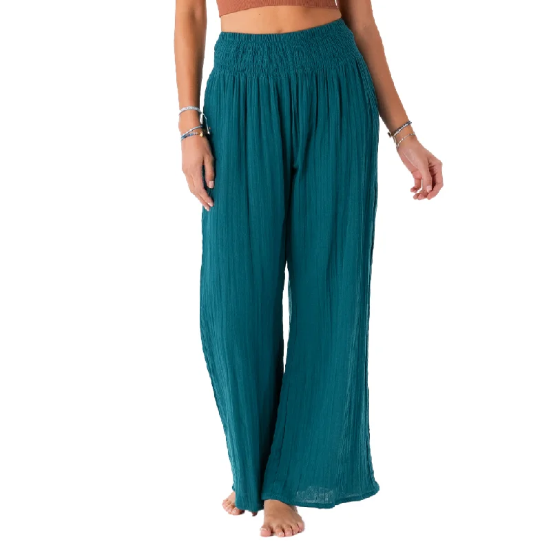 Verdigris Wide Leg Cotton Pants