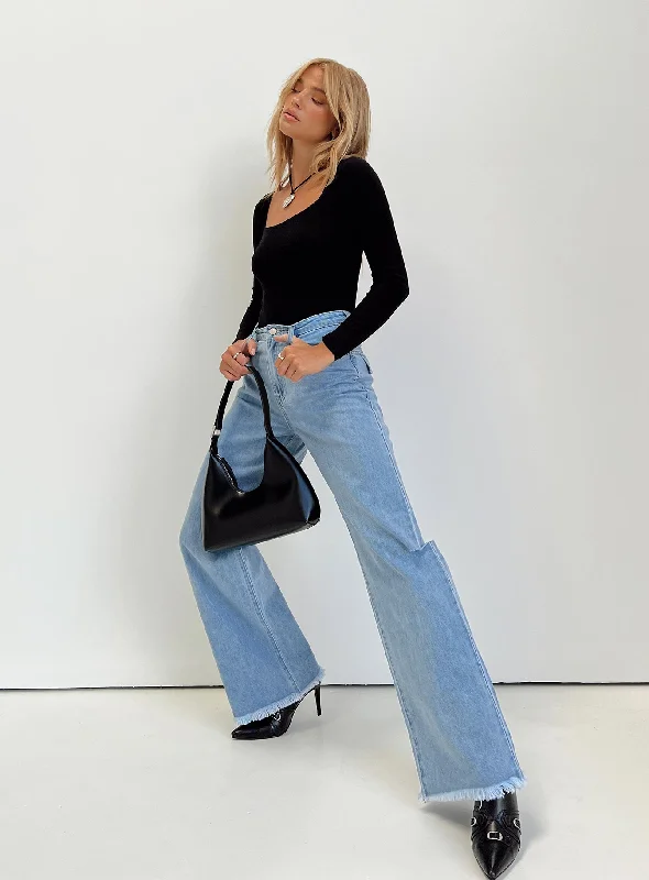 Rebekah Wide Leg Jeans Mid Wash Denim