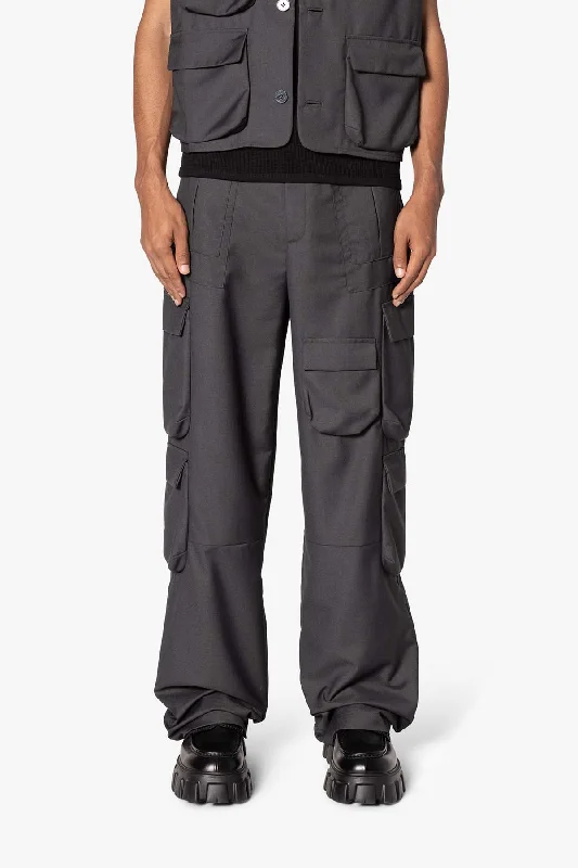 Bonded Gabardine Cargo Pants - Grey