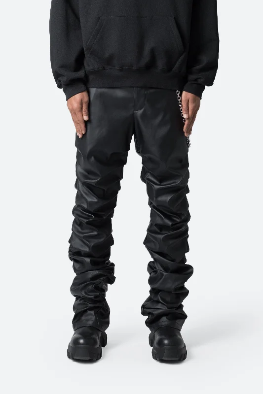 Stacked Leather Pants - Black