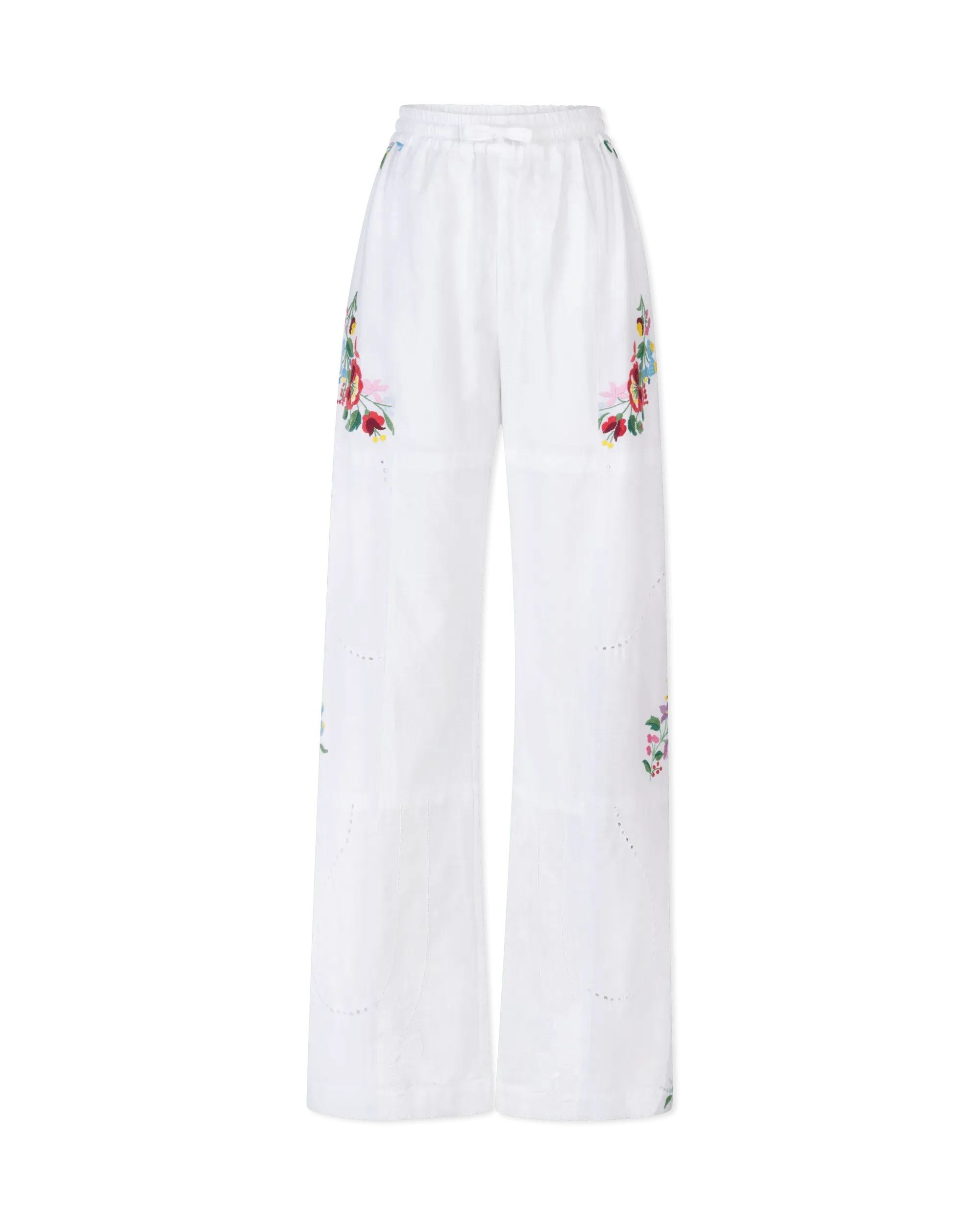 Embroidered Linen Pants