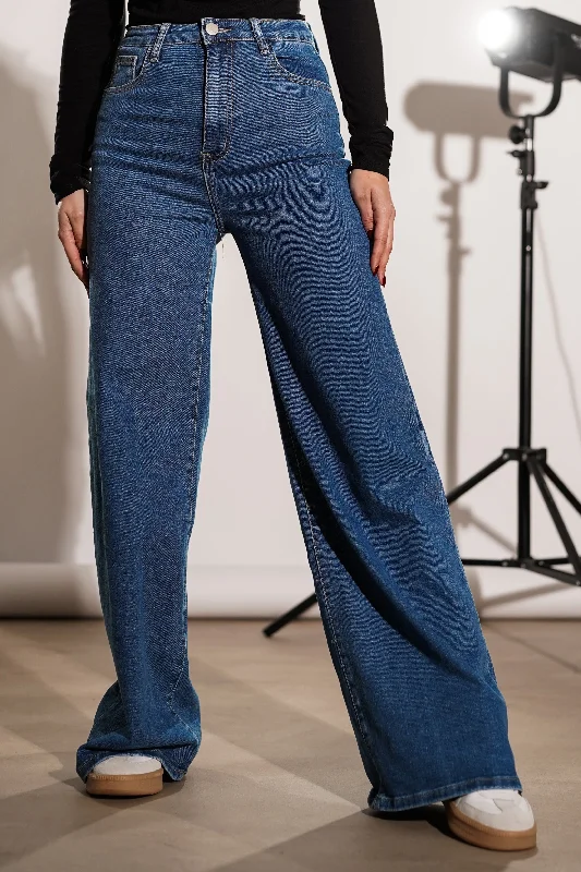 Wide leg jeans blauw - Lola