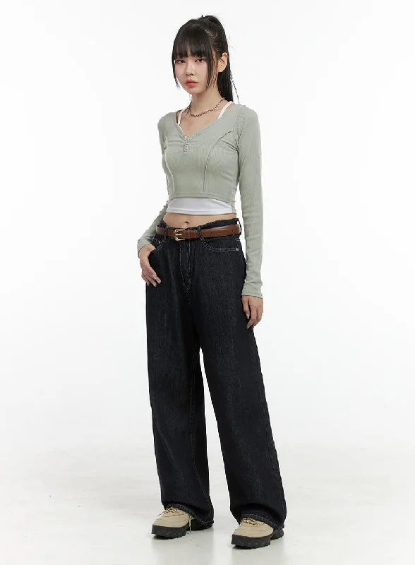 Eden Raw Denim Wide Leg Jeans OS410