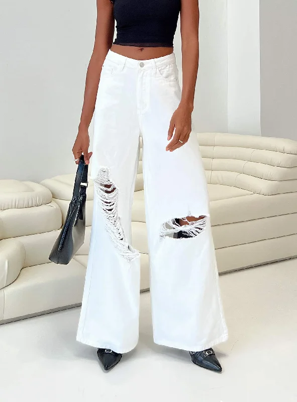 Chavez Wide Leg Jeans White Denim