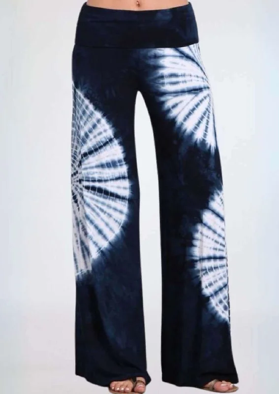 Nautical Navy Tie Dye Palazzo Pants Made in USA