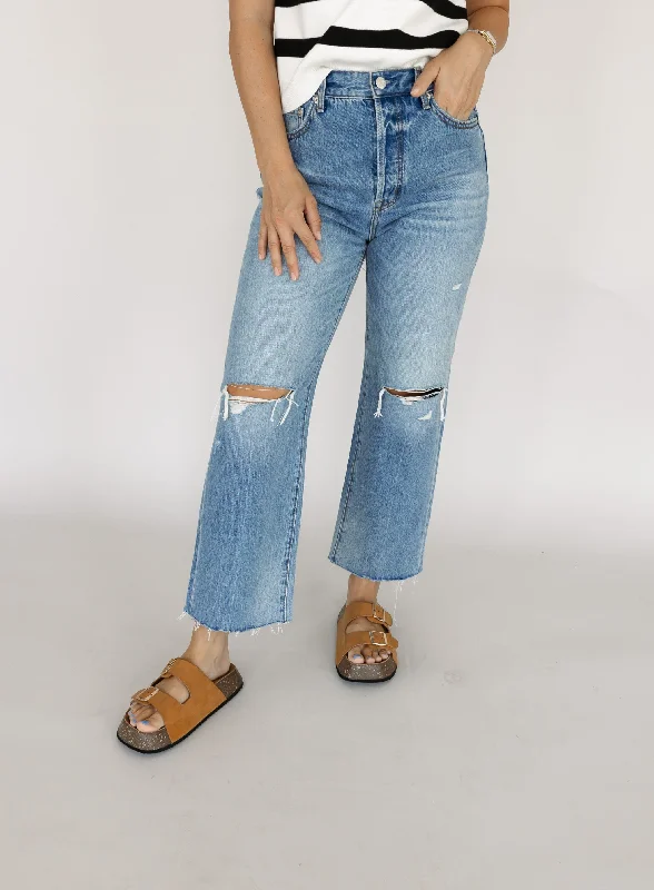 Pistola: Cassie Crop Distressed Denim