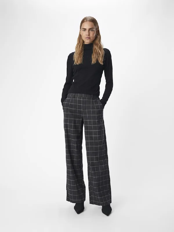 Linda Wide Leg Pants (Dark Grey/Melange)