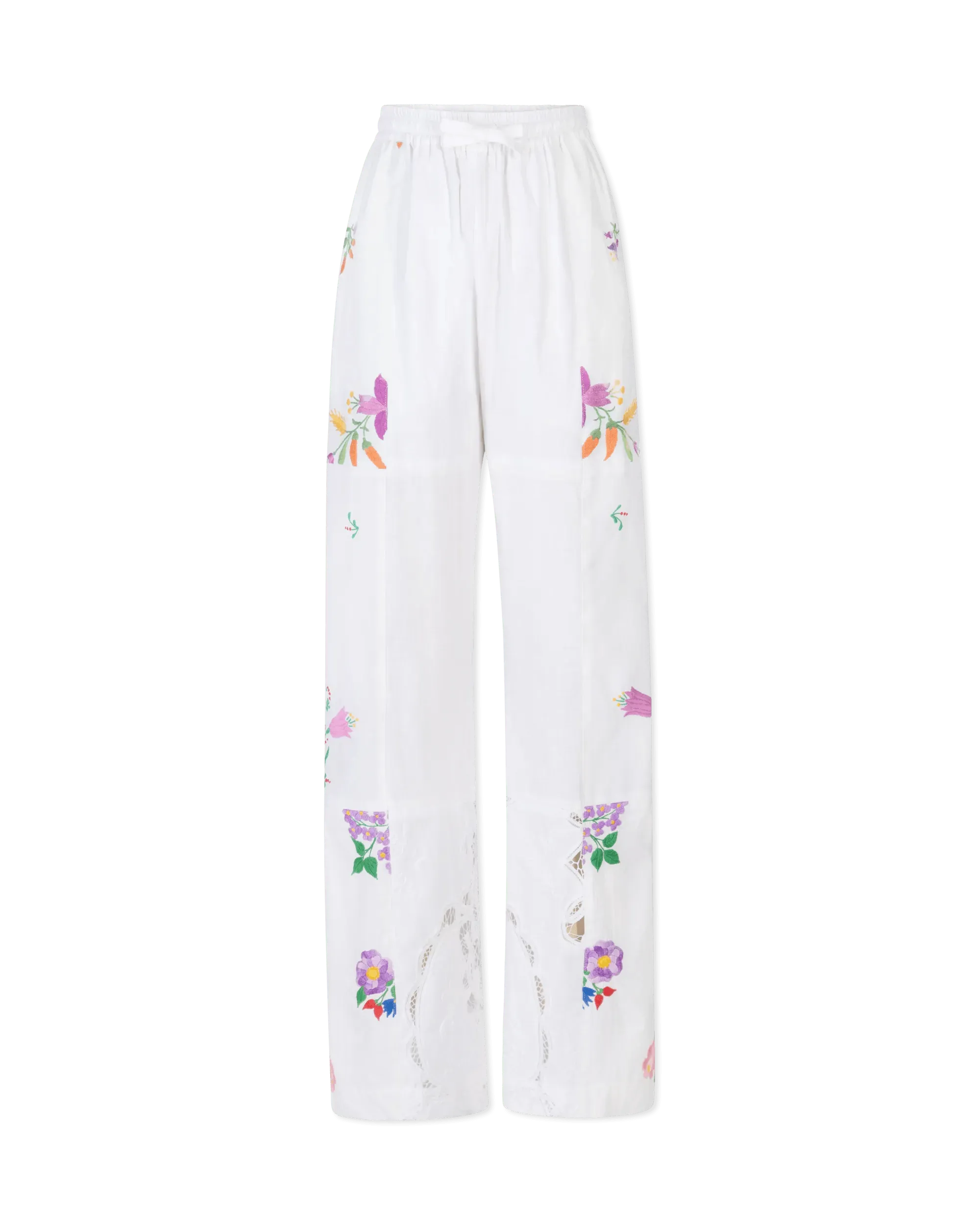 Embroidered Linen Pants