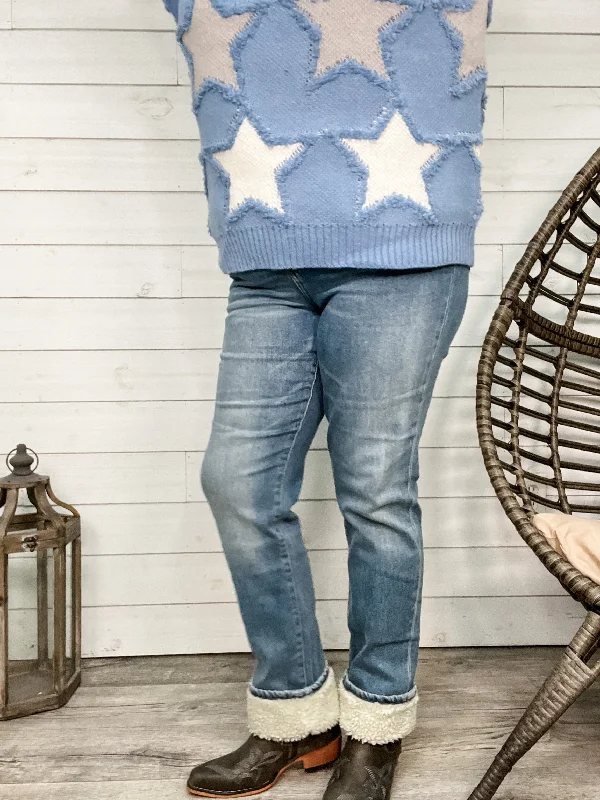 Judy Blue "He's Real" Sherpa Straight Leg Jeans