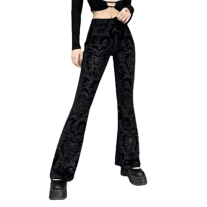 Women's Gothic Jacquard Velet Flared Trousers